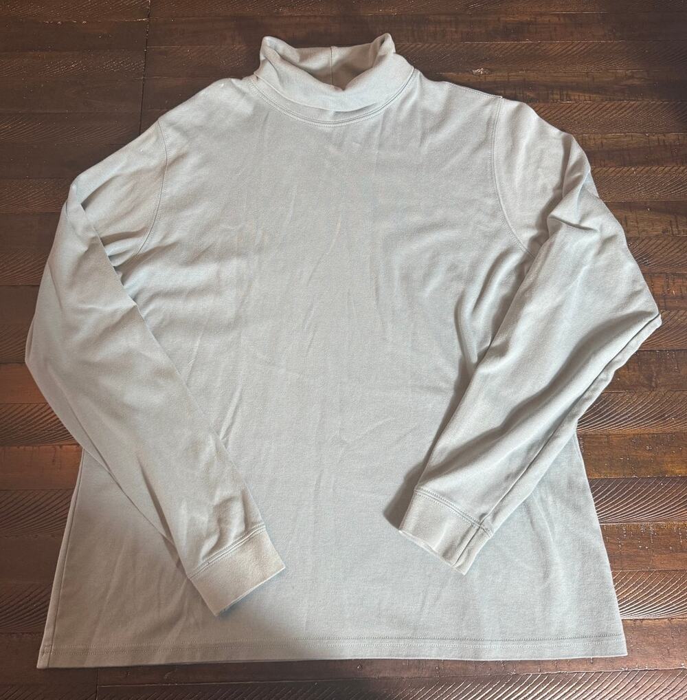 LL Bean Womens Tall Light Green Turtle Neck 100% Cotton Winter Layering Plus XL